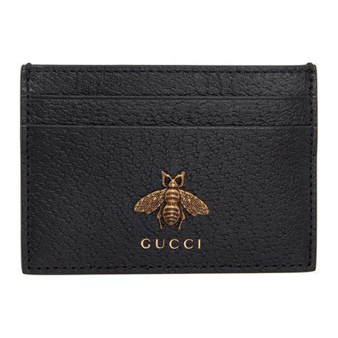 gucci bee card holder|Gucci black leather card holder.